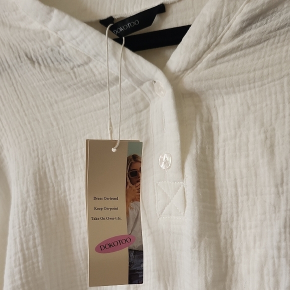 Elegant White Long Sleeve Women's Tunic - Picture 2 of 4